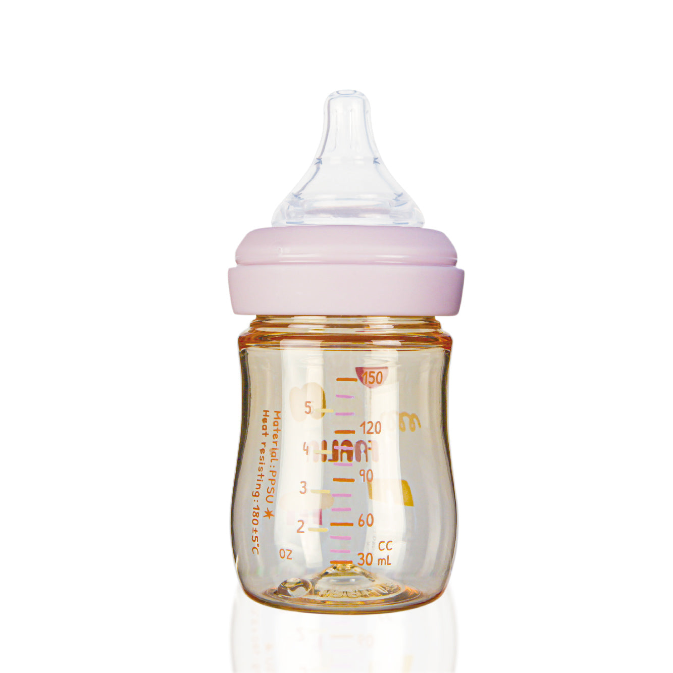 PPSU Wide Neck Feeding Bottle 150ml | Soft Lavender - Swirly Cotton Candy
